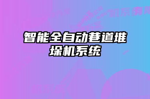 智能全自動巷道堆垛機系統