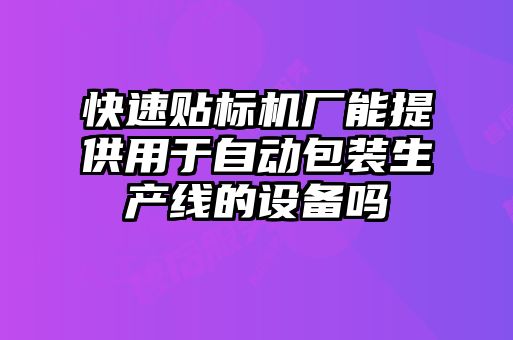 快速貼標機廠能提供用于自動包裝生產線的設備嗎