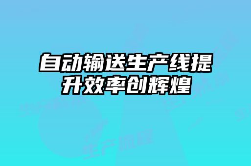 自動輸送生產線提升效率創輝煌