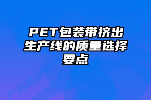 PET包裝帶擠出生產線的質量選擇要點