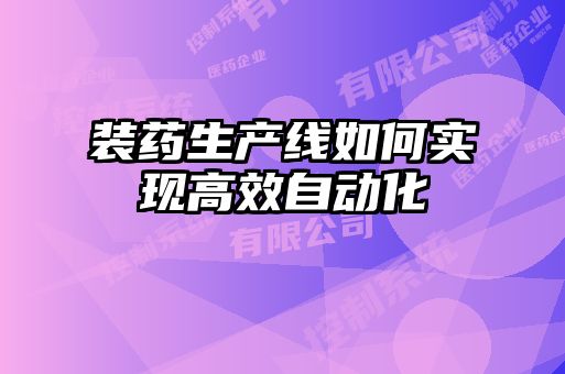 裝藥生產線如何實現高效自動化