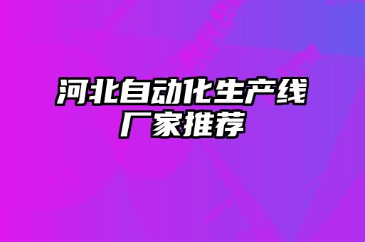 河北自動化生產線廠家推薦